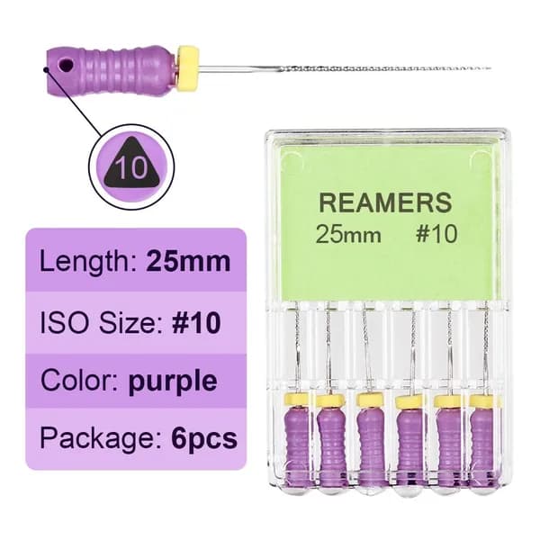 REAMERS 25mm Инструменты для ручного использования в стоматологии: К-образные и Х-образные напильники из нержавеющей стали, расширители и иглы для лечения корневых каналов.