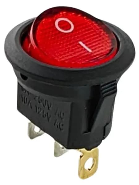 Выключатель круглый одноклавишный D20/22мм, 6,5А, 250V, 2 положения, с сигнальной лампой, Thermex, 66216