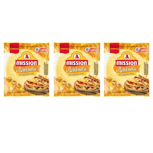 Mission Тортильи пшеничные, со вкусом сыра, 8 дюймов , 6 шт. в упаковке, 250 г, 3 шт.