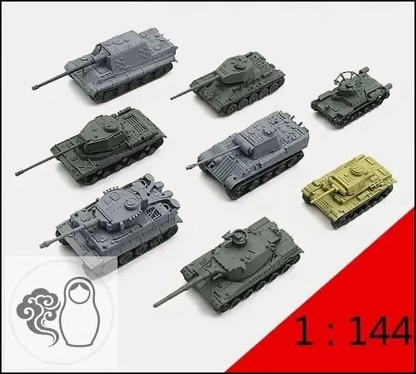 Набор сборных моделей танков 2-й мировой в масштабе 1:144 (8 штук)