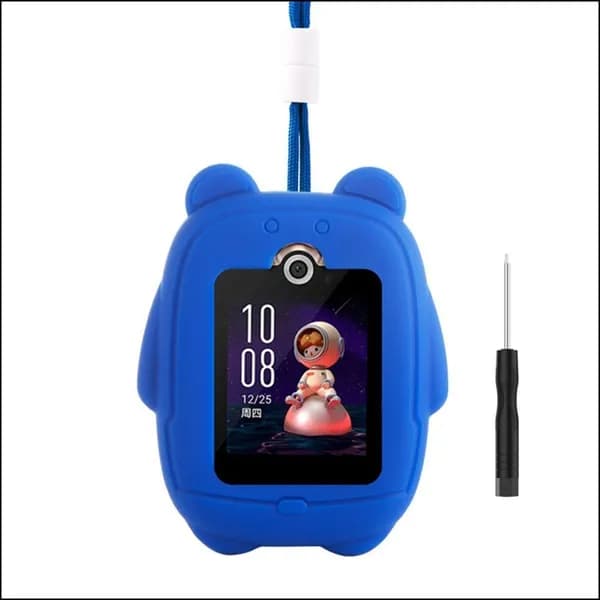 Защитный чехолбампер премиум для детских часов HUAWEI WATCH KIDS 4 Pro, выполненный из прочного тонкого силикона с противоударными свойствами и шейным ремешком