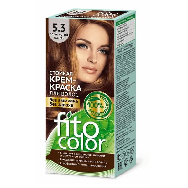 Fito Color Крем-краска для волос, без амиака, 5.3 Золотистый каштан, 115мл