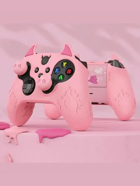 PlayVital Силиконовый чехол для геймпада Xbox Series X/S с рожками демона и противоскользящим покрытием Розовый, демонический дизайн