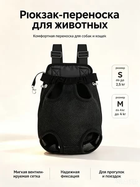 Рюкзак-переноска для кошек и собак, сетчатый, для мелких пород