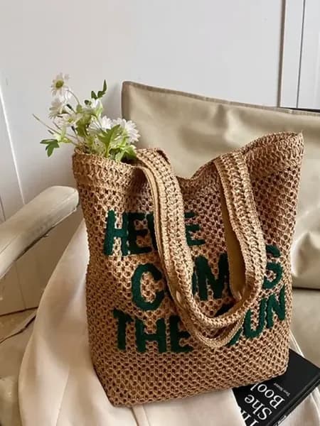 Летняя пляжная сумка шоппер на молнии