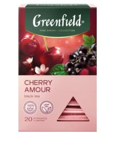 Greenfield Чай черный,Cherry Amour пирамидки, 1.8г x 20шт, 36г