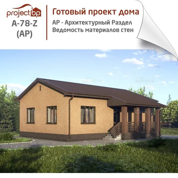 Проект одноэтажного дома с облицовкой кирпичом