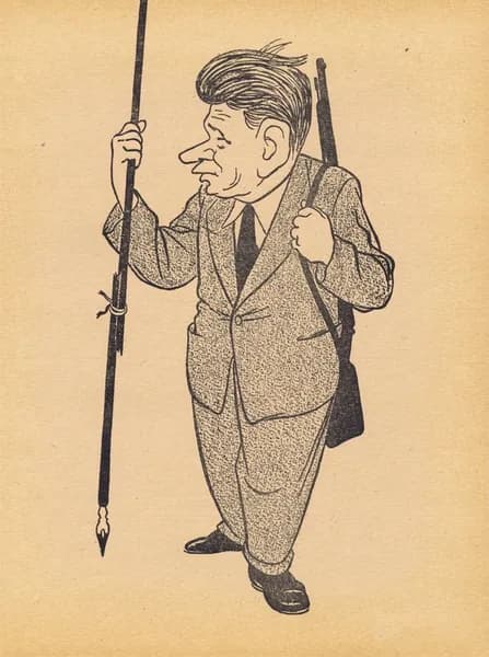 Драматург Николай Федорович Погодин. Портрет, карикатура, шарж. Антикварная цинкография. СССР, 1956 г.