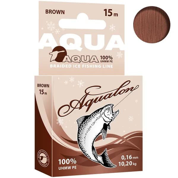 Плетеный шнур AQUA AQUALON зимний 15м 0,16мм, Brown