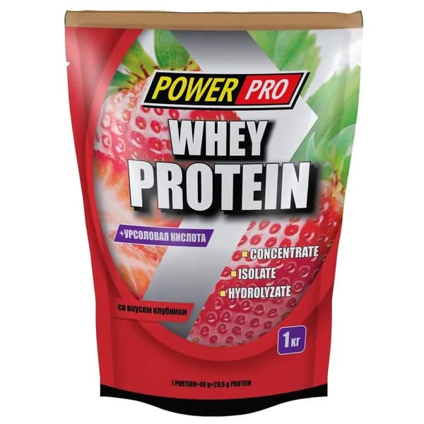 Сывороточный протеин Whey Protein 1000 гр (Power Pro). Вкус: Клубника