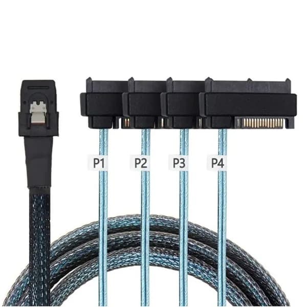 Mini SAS SFF-8087 до 4 SFF-8482 / кабель данных и питания SATA, 0,5 м