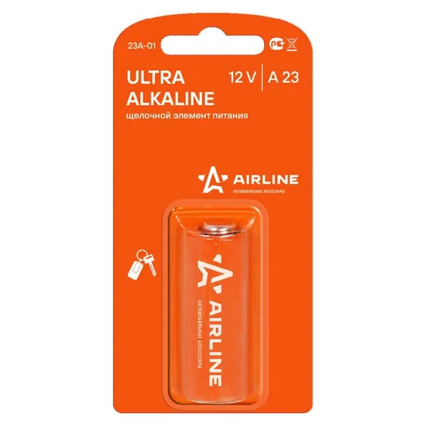 Батарейка A23 12V для брелоков сигнализаций щелочная 1 шт. (23A-01) AIRLINE