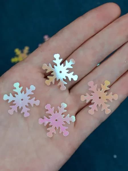 Снежинки пайетки для рукоделия 2,5 см розовый хамелеон 20 г