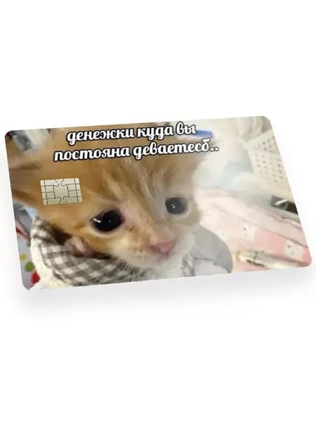 Наклейка на банковскую карту мем котик