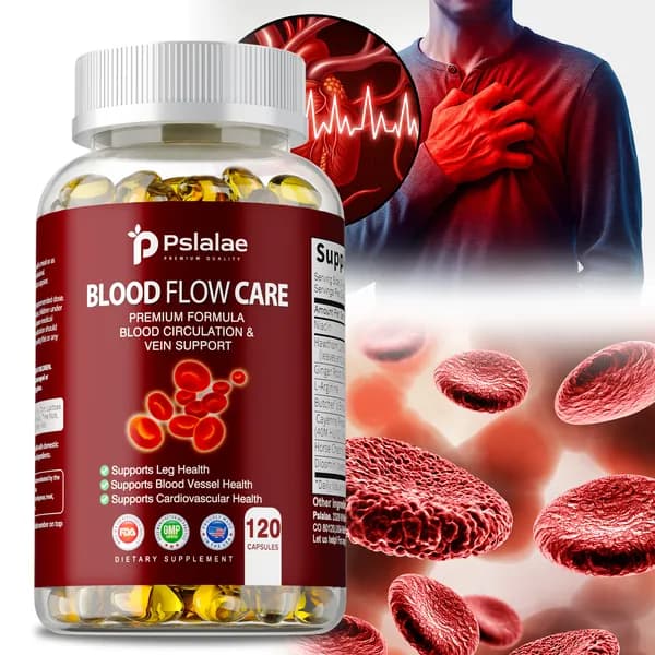Pslalae Blood Flow Care - содержит ниацин, боярышник, L-аргинин, корень имбиря, конский каштан и диосмин - поддерживает здоровье ног, сосудов и сердечно-сосудистой системы