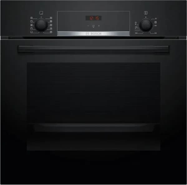 Встраиваемый духовой шкаф электрический Bosch HBF514BB1T, Serie 4, 66 л 7 режимов, LCD-дисплей, очистка AquaClean, утапливаемые переключатели, нагрев 3D Hotair, гриль+конвекция, защита от детей,черный