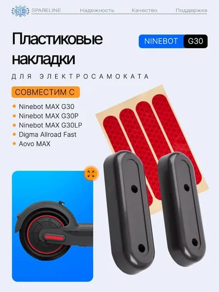 Пластиковые накладки для электросамоката Ninebot MAX G30 и др, (4 штуки) c наклейками