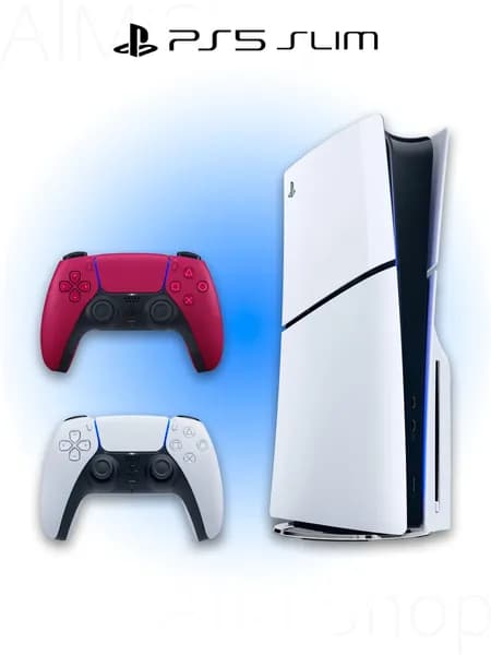 Игровая приставка Sony PlayStation 5 Slim с дисководом + 2 геймпад (красный, Cosmic Red)