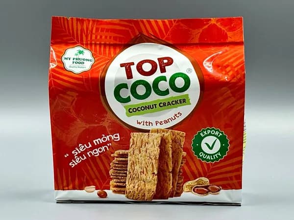 Кокосовые крекеры с АРАХИСОМ Coconut Crackers with PEANUTS, TOP COCO, 150 г, Вьетнам (кокосовое печенье)