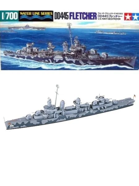 Сборочная модель корабля "ТАМИЯ" Сборочная модель серии 1/700 31902 эсминец ВМС США "Флетчер" времен Второй мировой войны