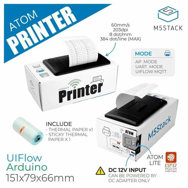 M5Stack ATOM Printer Комплект термопринтера для создания Интернета вещей своими руками