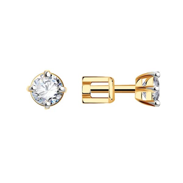 Золотые серьги DIAMANT-ONLINE с цирконием 585 пробы