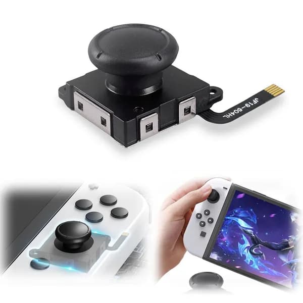 Холл-джойстик для Nintendo Switch и Switch OLED, черный, металлический и пластиковый