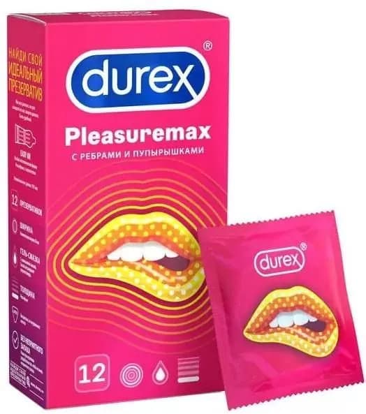 DUREX Pleasuremax Презервативы 12 шт с ребрами и пупырышками
