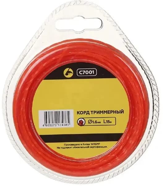 Леска для триммера CHAMPION Twisted Square 1.6мм * 15м (витой квадрат) C7001