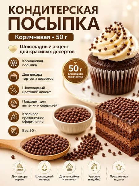 Посыпка кондитерская для торта, 50 г