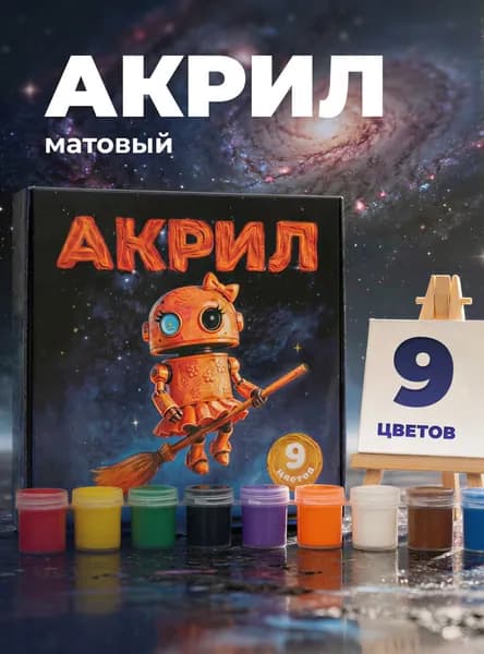 Краски акриловые "Лисса Принт" 9 цветов