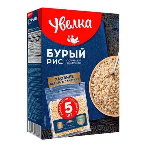 Рис Увелка бурый в варочных пакетиках 80 г х 5 шт