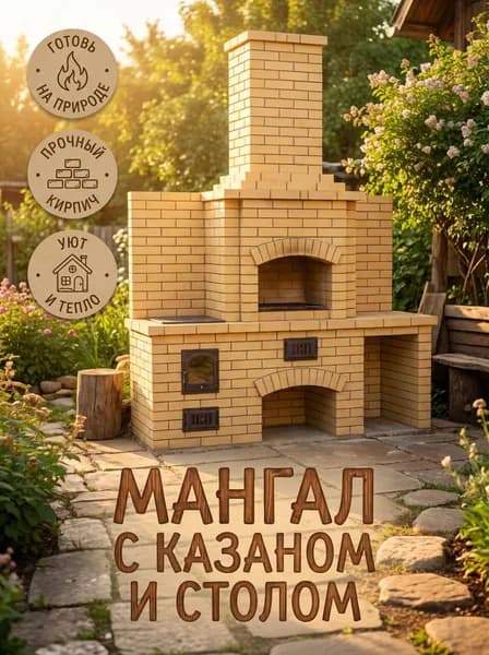 Проект барбекю с казаном и столом №52. Мангал 630мм. Казан 12 литров. Сборка своими руками