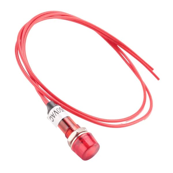 Неоновый индикатор Пилотная сигнальная лампа Красный свет AC 250V w2 Wires