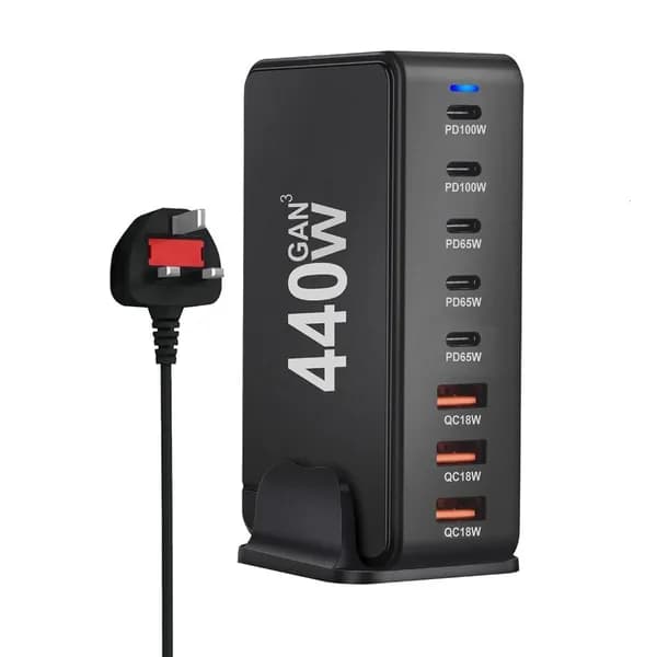 440W USB C Зарядное устройство PD, Черный - UK