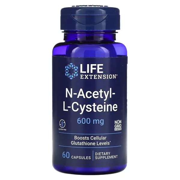 NAC aцетилцистеин N-Acetyl-L-Cysteine 600 мг для регуляции процесса детоксикации 60 капсул