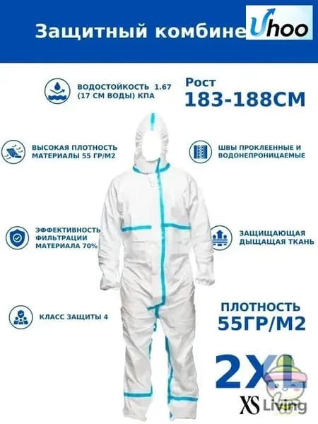 Одноразовый комбинезон защитный,костюм химзащитный для маляра,для пинбола, 55 гр, спецодежда