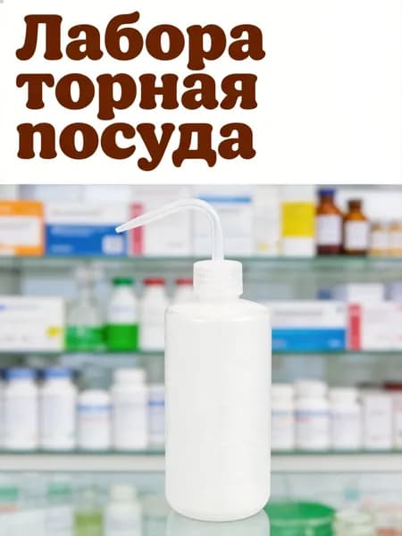 Лабораторная пластиковая узкогорлая моечная бутылка с изогнутым носиком для жидкости, 500 мл