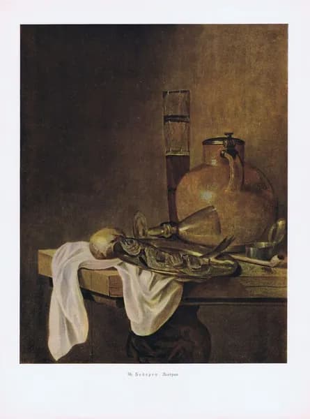 Завтрак. Абрахам ван Бейерен. Антикварная хромотипия. СССР, 1956 год