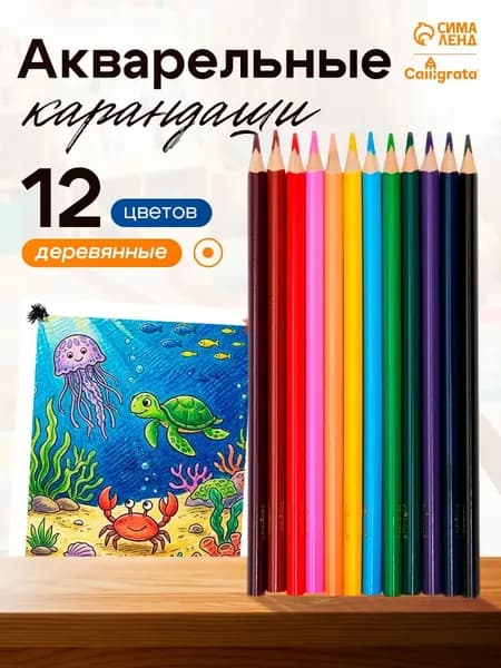 Набор карандашей, вид карандаша: Акварельный, 12 шт.