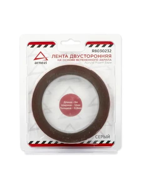 Лента липкая двусторонняя 0,8 мм x 12 мм x 5м акриловый, в блистере