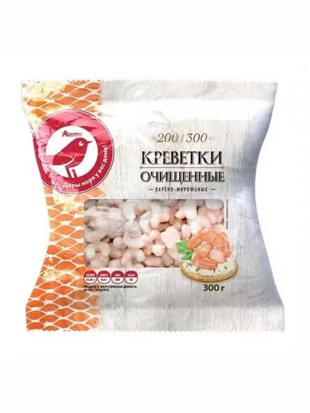 Креветки АШАН Красная птица 200/300 очищенные замороженные 300 г