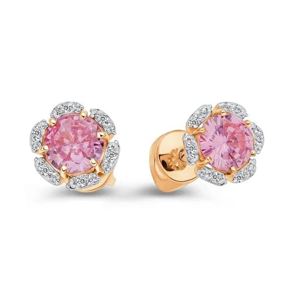 Серьги женские с фианитами из красного золота 375 пробы 585GOLD