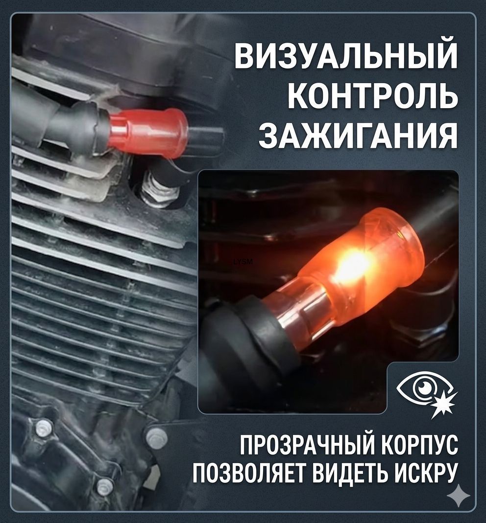 Колпачок свечи зажигания для мотоцикла и скутера прозрачный, 1 шт.