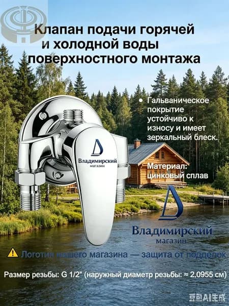 Смеситель для душа из цинкового сплава для поверхностного монтажа, переключатель потока горячей и холодной воды, смеситель для ванной комнаты, переключатель для душа