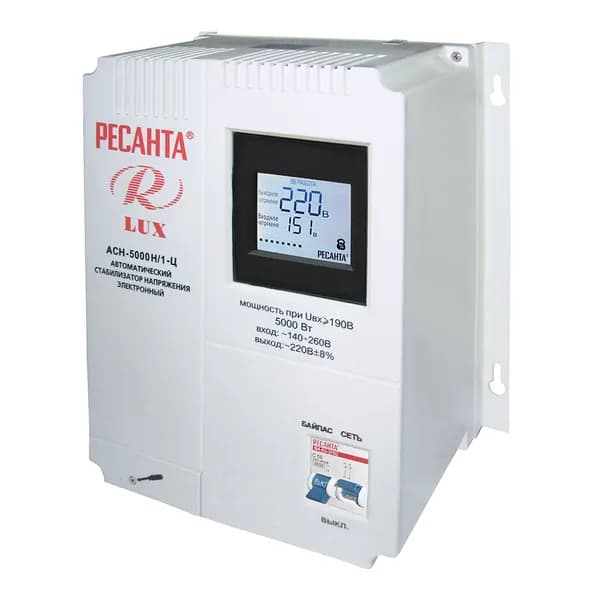 Стабилизатор напряжения Ресанта АСН-5000 Н/1-Ц  Lux однофазный 220 В 4,17 кВА релейный навесной