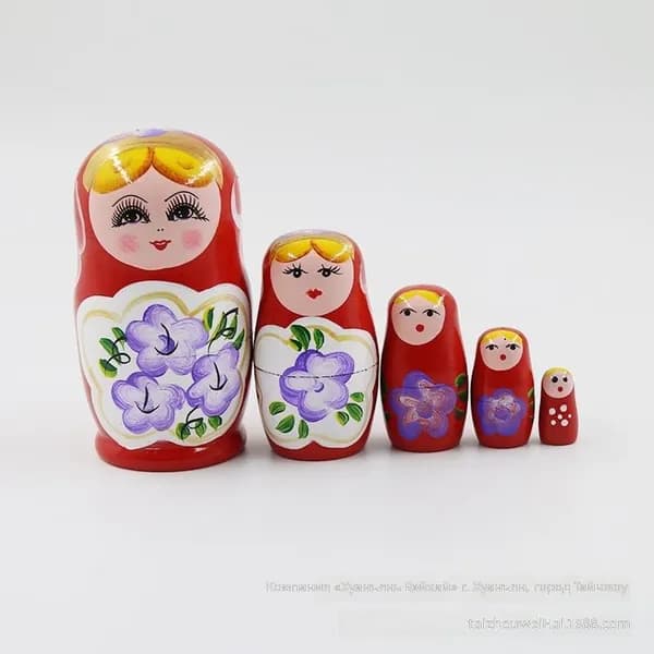 Матрешка русская 5 шт. ручная роспись деревянная игрушка