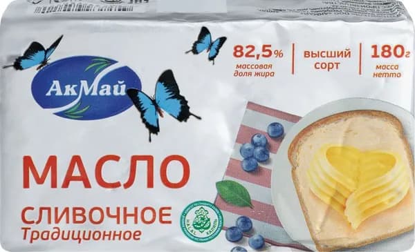 Масло сливочное АКМАЙ Традиционное 82,5%, без змж, 180г2шт