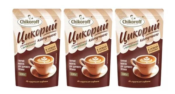 Цикорий растворимый Chikoroff Капучино с фруктозой 3 уп по 100 г, Россия