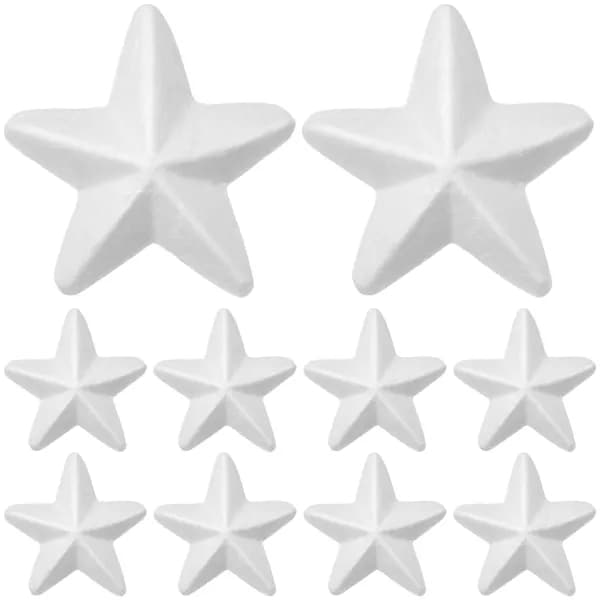 Пенопластовые звёзды для поделок, белые, 8х8 см, комплект из 10 штук